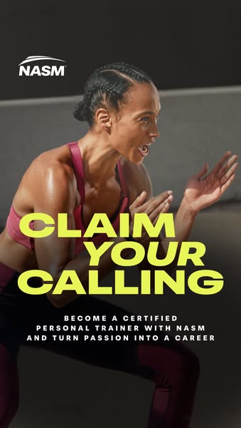 This image ad for NASM is designed to encourage those passionate about fitness to become a certified personal trainer.
