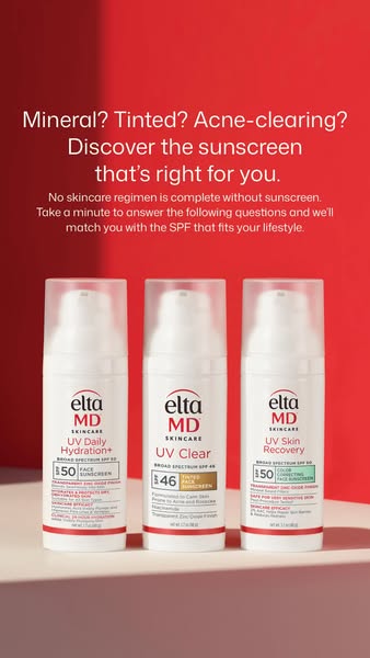 The ad highlights Elta MD sunscreens, presenting them as the essential final step for any skincare routine. The ad targe
