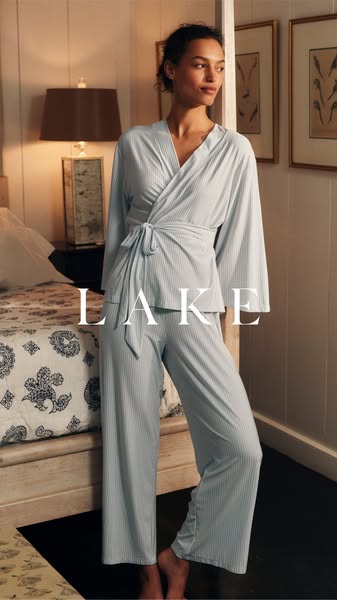 This ad showcases a pajama set, emphasizing comfort and relaxation.