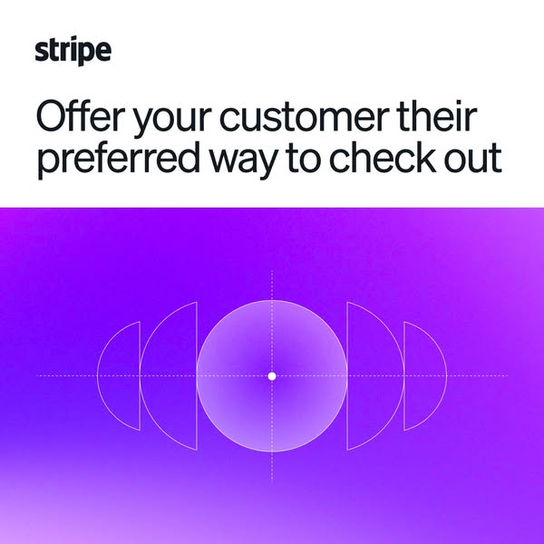 This ad for Stripe uses a visually abstract image to emphasize that Stripe allows customers to check out using their pre