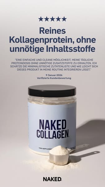 This ad features Naked Collagen Protein, highlighting its purity and minimalist ingredient list, aiming to appeal to hea