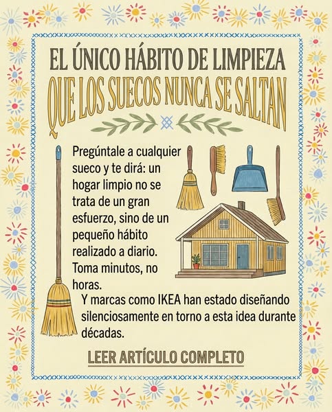 The ad promotes an article about how Swedish people maintain clean homes through a simple daily habit, contrasting it wi