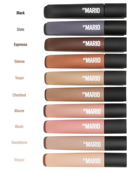 The ad showcases a range of By Mario SoftSculpt® Shaping Stick shades. The lineup suggests the variety of tones availabl