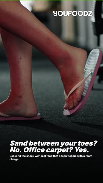 This ad highlights the problem of eating unhealthy office food and offers Youfoodz as a solution.