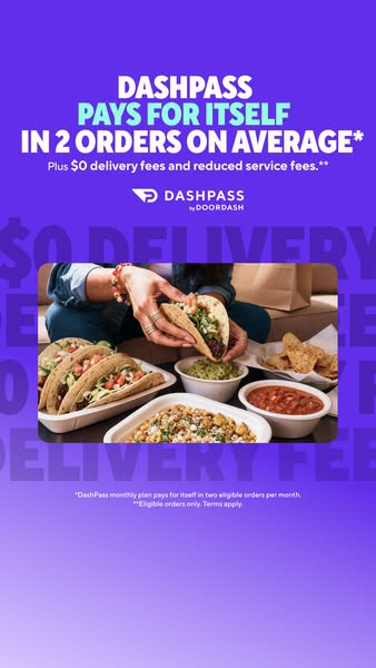 This DoorDash ad showcases their DashPass and it highlights its cost-saving benefits, emphasizing that it pays for itsel