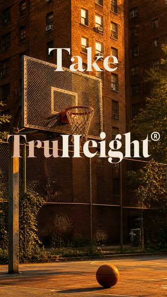 This image ad for TruHeight uses an image of a basketball court and text overlay to appeal to users who want to increase