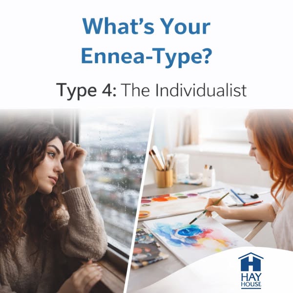 This ad explores Enneagram Type 4, “The Individualist,” using a split-screen visual. One side shows a melancholy woman g