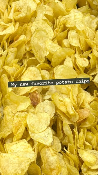 This ad features a photo of potato chips with a black banner overlaid saying, "My new favorite potato chips." 