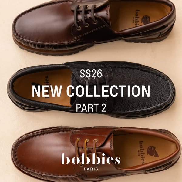 This ad showcases a new collection of Bobbies Paris footwear through a grid-like visual arrangement, emphasizing the bra