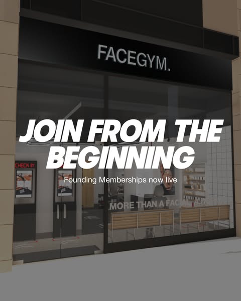 This ad encourages viewers to join FaceGym as founding members. The ad features an image of a FaceGym storefront with te
