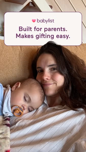 This ad for Babylist features a woman holding a sleeping baby. The ad highlights that Babylist is built for parents and 
