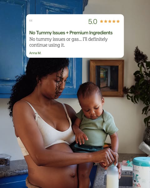 This Meta image ad features a nursing mother holding her baby, and a testimonial highlighting the product's gentle f