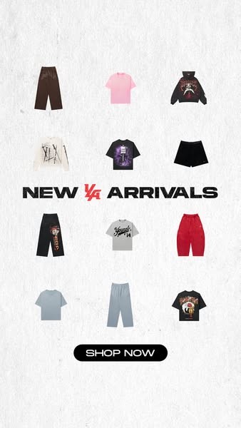 The ad showcases a variety of apparel items arranged in a grid format with a headline indicating "New Arrivals&quot