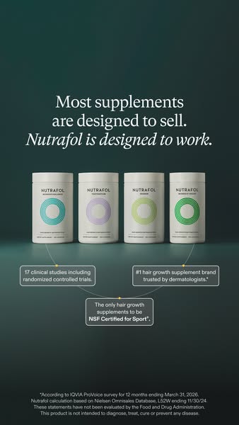 This ad for Nutrafol hair growth supplements positions the brand as a science-backed solution, contrasting it with other