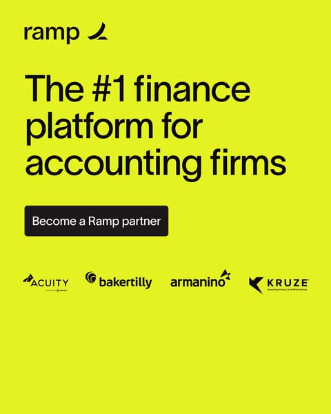 This ad for Ramp positions them as the top finance platform for accounting firms. It features a call to action to become