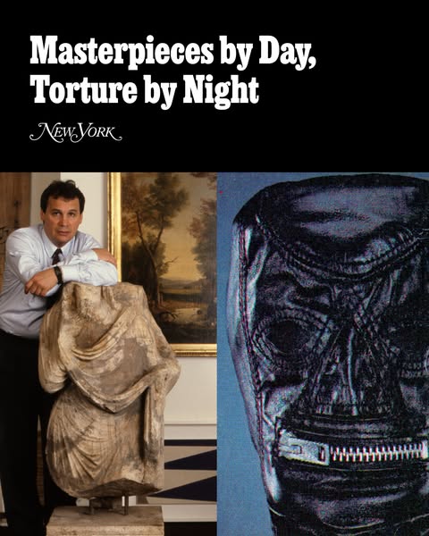 This ad uses a diptych visual to compare beautiful classical art with dark, edgy fashion, implying the brand is both sop