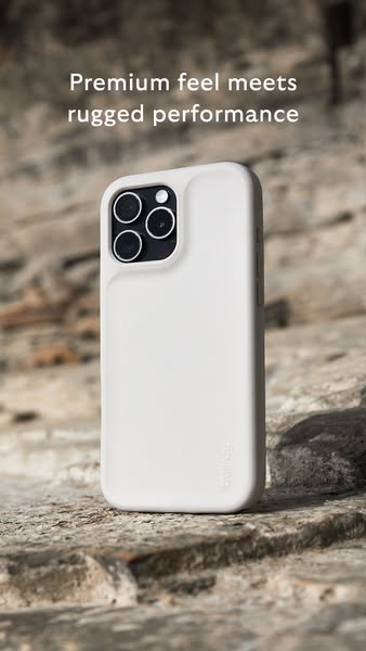 This ad showcases a phone case that offers both a premium feel and rugged performance. The ad features a close-up shot o