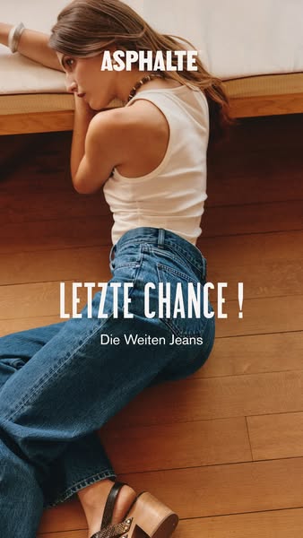 This ad from Asphalt features a model lounging in wide-leg jeans, highlighting the product's style and promoting a s