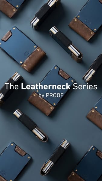 This ad showcases a product line of wallets. The ad emphasizes the design of the product.