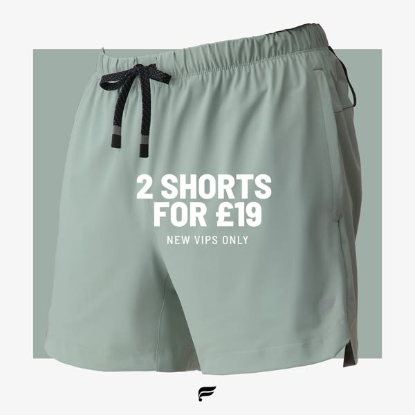 This image ad promotes two pairs of shorts for £19 for new VIP members.