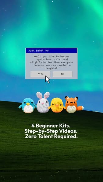 Ad image with a computer error-style message at the top that asks the viewer if they would like to become mysterious, ca