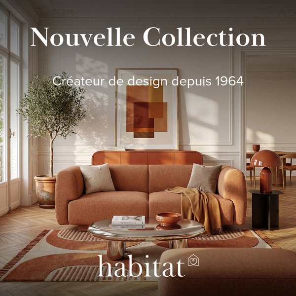 This ad is showcasing the new home collection of the brand Habitat, highlighting the elegant and modern design of its fu