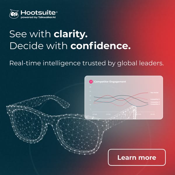 This ad for Hootsuite promotes its ability to offer data-driven insights. The ad features the tagline "See with cla