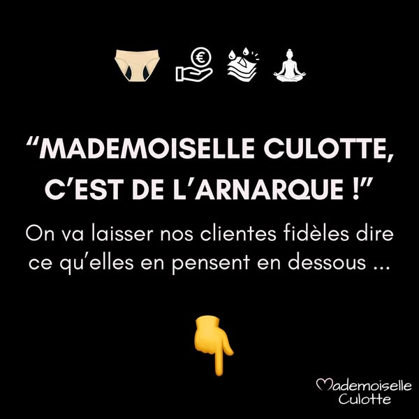 This ad uses a quote from a customer to create intrigue about the brand's period underwear. It then invites the view