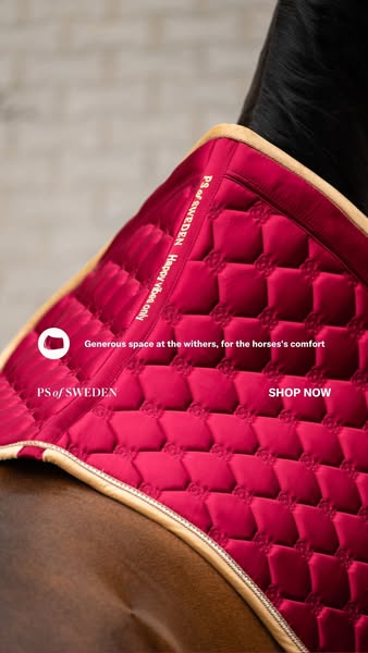 This ad promotes a horse saddle pad from PS of Sweden, emphasizing its comfort and design.