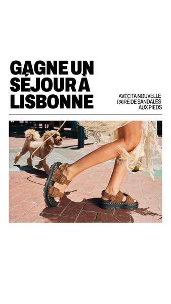 This image ad promotes a contest to win a trip to Lisbon for those who buy a new pair of sandals.