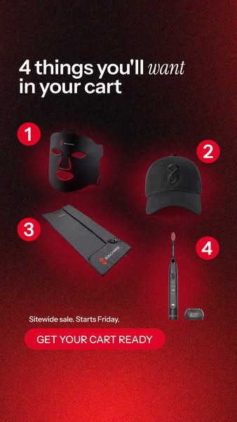 This ad promotes a sitewide sale, starting Friday, and is encouraging users to prepare their shopping carts.