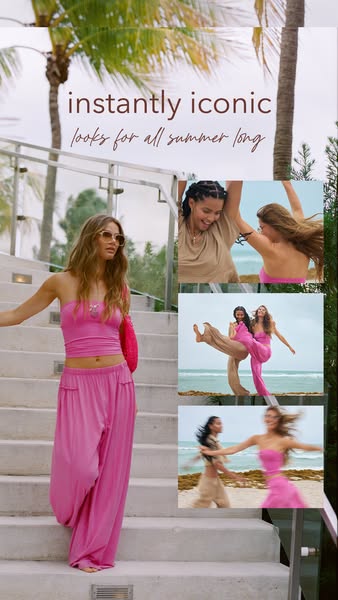 The image ad showcases instantly iconic looks for all summer long. The ad features a variety of images of women on vacat