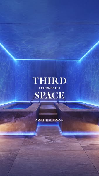 This ad is announcing the opening of a Third Space location in Paternoster, London. The visual features the interior of 