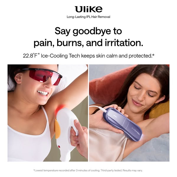 This ad shows how Ulike's IPL hair removal system can help users avoid pain, burns, and irritation when removing hai