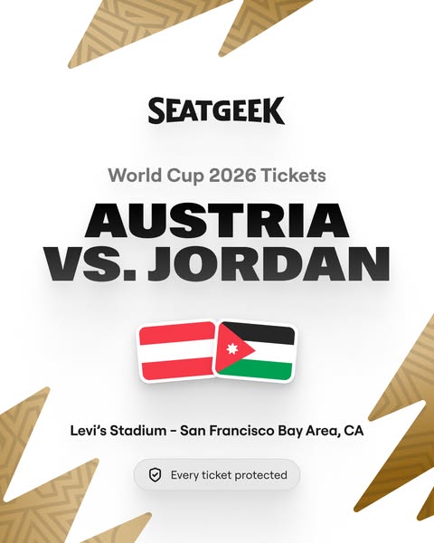 This ad promotes tickets for the World Cup 2026 match between Austria and Jordan at Levi's Stadium in San Francisco 