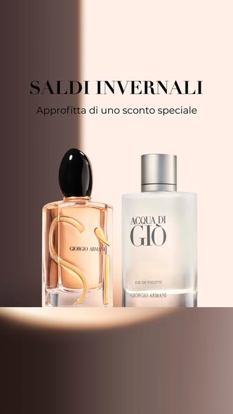 A product shot featuring two Giorgio Armani fragrances is promoting a winter sale.