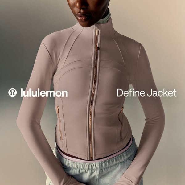 This ad showcases the Lululemon Define Jacket on a model.