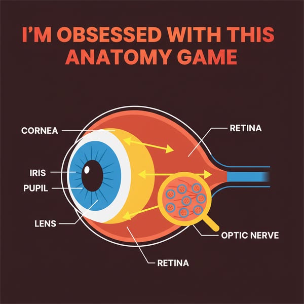 This ad features an anatomical diagram of a human eye. The ad encourages users to try the anatomy game.