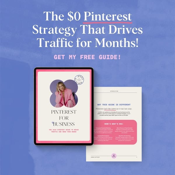 This image ad promotes a free guide for using Pinterest to drive traffic and grow your brand. It highlights the guide