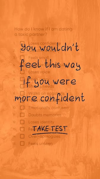This ad uses a checklist format to highlight the signs of a toxic relationship and encourages viewers to take a test to 