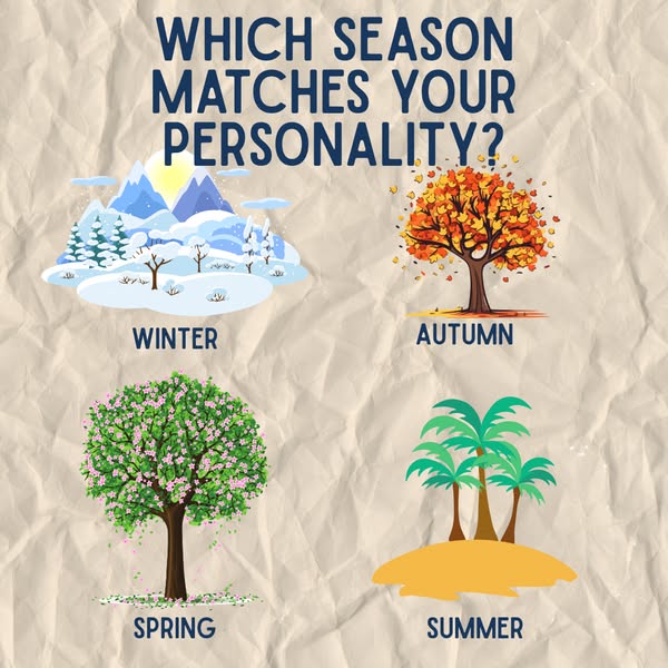 This ad is a quiz that asks the user which season matches their personality. The ad features four different seasons, eac