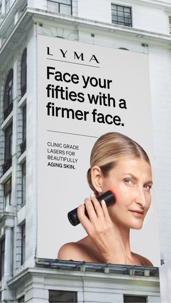 This ad for LYMA features a woman using the LYMA laser on her face. The ad is targeted towards women in their fifties wh