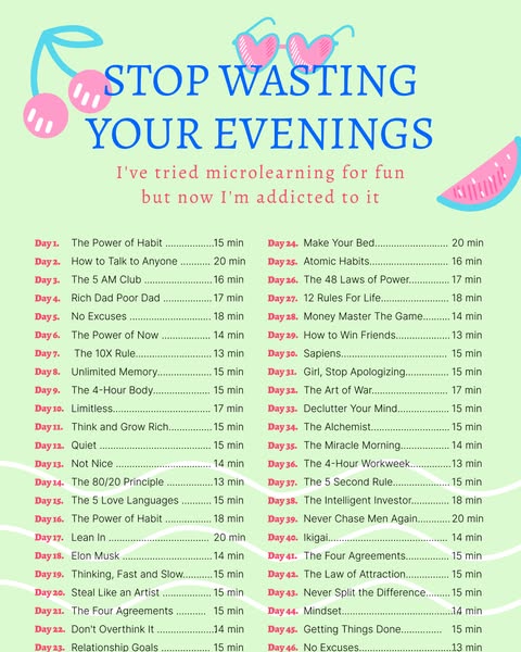 This ad promotes a list of books that can be read in short increments of time. The ad is designed to appeal to people wh