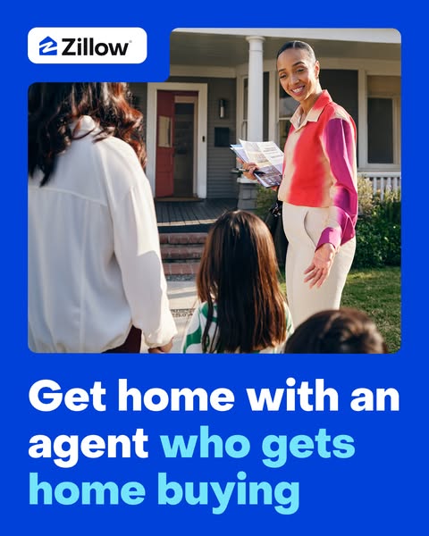 This ad promotes Zillow as a resource for finding a real estate agent who understands the home buying process. The ad fe