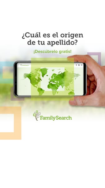 This ad promotes FamilySearch, a service that helps users discover the origin of their last name. The ad features a hand