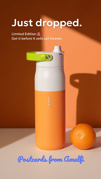 This image ad showcases LARQ's limited edition Amalfi water bottle. The ad features an image of the water bottle nex
