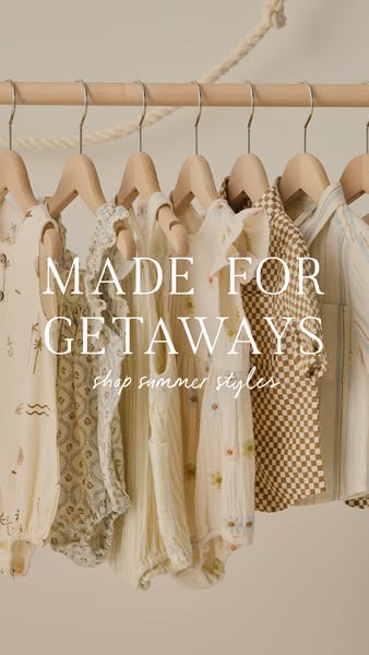 This image ad showcases a collection of baby and toddler clothing from a brand specializing in neutral, soft, and natura