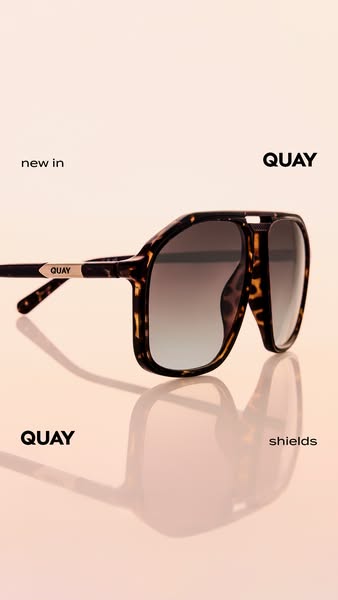 This ad showcases Quay's new shield sunglasses. The ad uses a simple product shot to highlight the design and style 