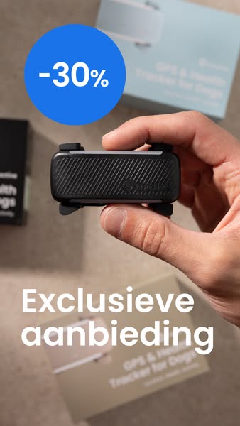 This ad showcases a GPS and health tracker for dogs, highlighting an exclusive offer.