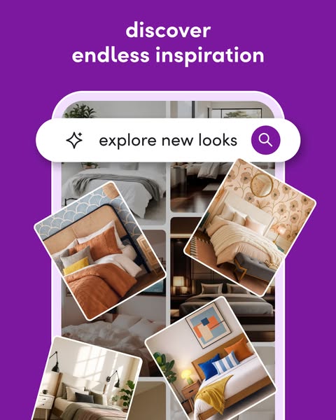 This ad promotes a home decor and bedding brand, showcasing a variety of bedroom setups and encouraging users to explore